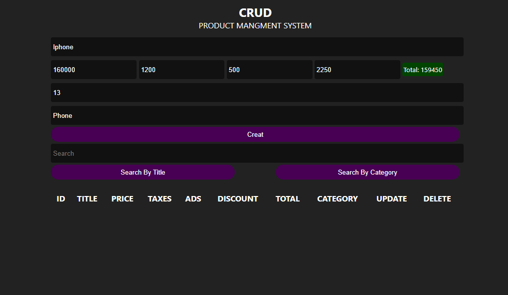 CRUDS --- نظام ادارة منتجات